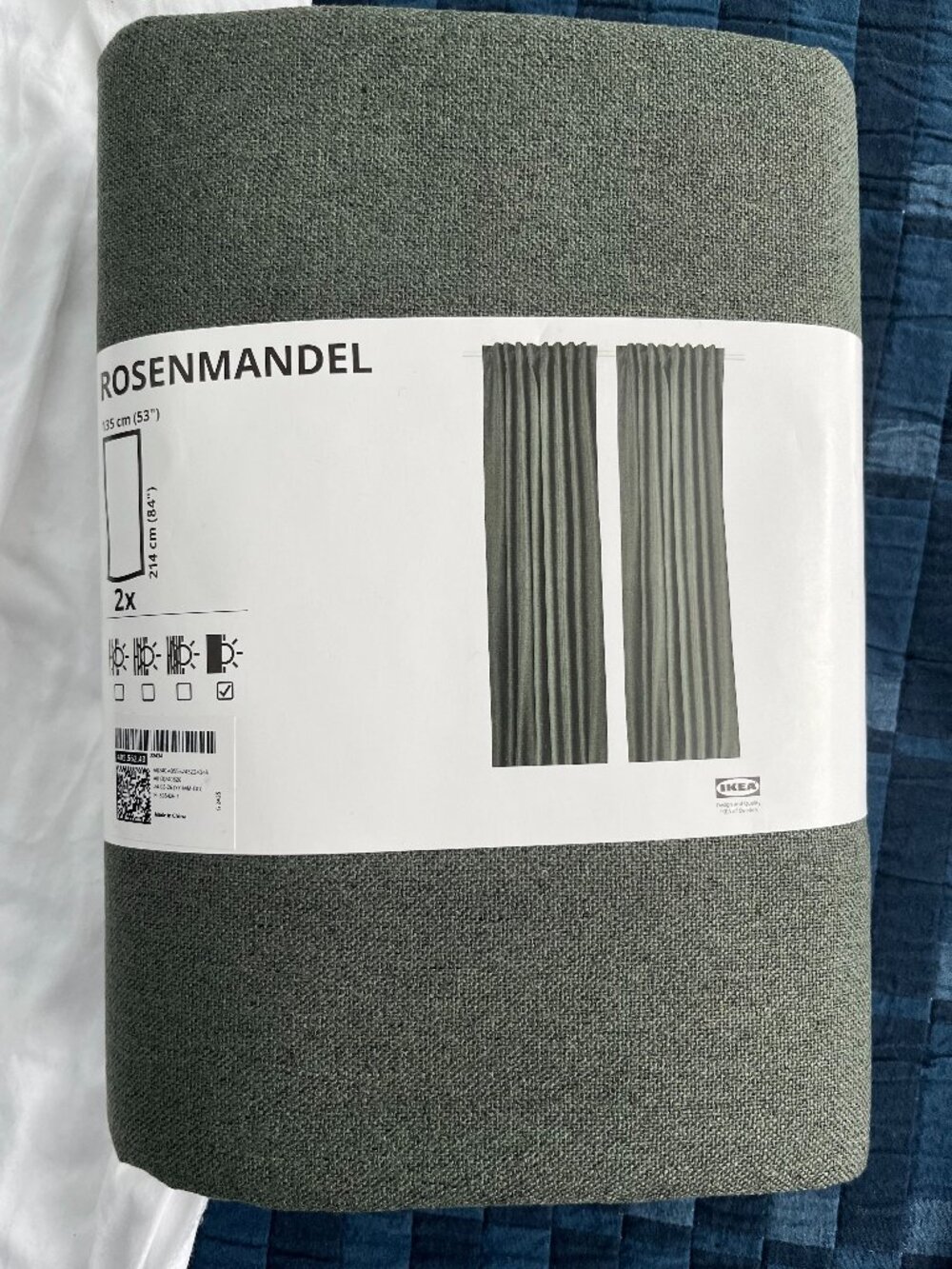 Ikea Rosenmandel Blackout Curtains (53x84)